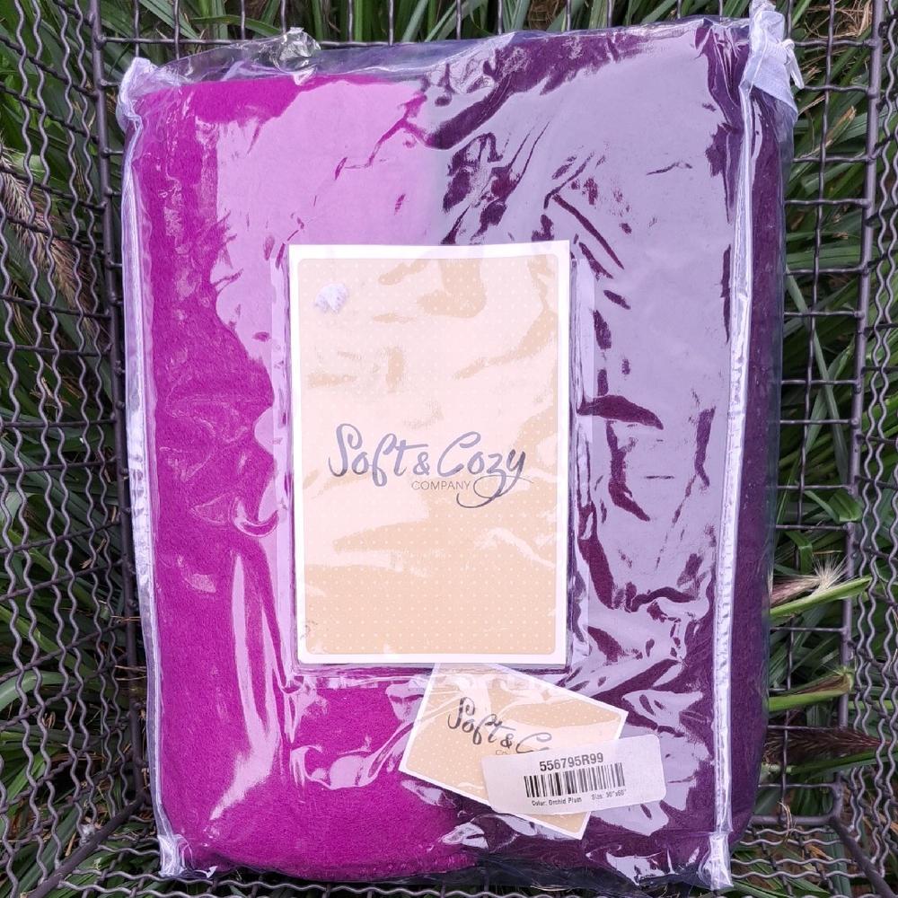Soft & Cozy 2 Pack Fleece Orchid Plum Purple Blanket Throw 50"x60" New